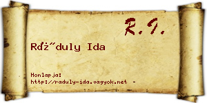 Ráduly Ida névjegykártya